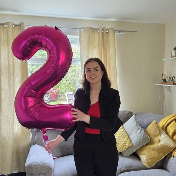 40 Inch Hot Pink Number 1 Balloon, Giant Number 1 Balloons for 11th 12th 21st Birthday Decorations, Party Supplies for Baby Boy Girl, Hot Pink Party Decor