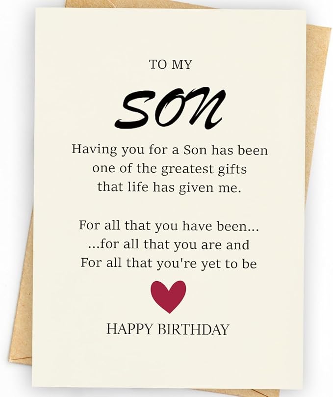 To My Son, Birthday Card for Son, Son Birthday Card, Birthday Card Son, Birthday Card Son, Happy Birthday Son Card, To My Son from Mom, Gifts for Adult Son Gift Ideas, Birthday Card Son Adult