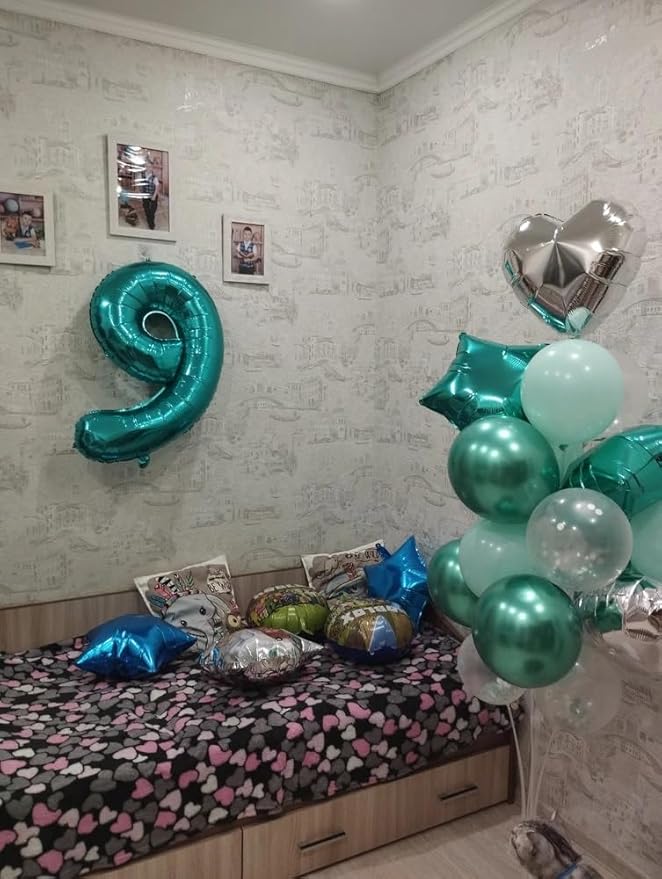 Teal Number 8 Balloon 40 Inch, 8 Balloon Number, 8th Birthday Decorations, Teal Party Supplies for Boys Girls