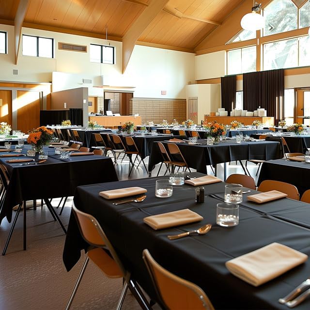Black Plastic Table Cover Roll - 54IN x 300FT, Table Cloth for Rectangle Table with Slide Cutter, Plastic Table Cloth Disposable with Cut-to-Size Design for Weddings, Banquets, Parties
