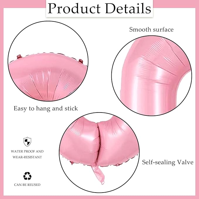 Number 0 Balloon 40 Inch Pink Number Balloon Foil Mylar Alphabet Balloon for Birthday Wedding Baby Shower Party Large Number Balloon