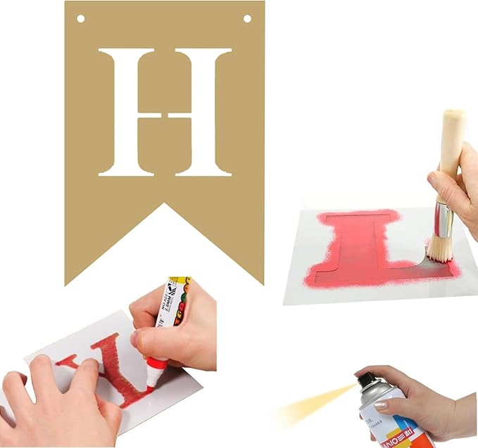 24pcs Custom Beige Banner kit-Make Your Own Banner - Design Swallowtail Flags for Kids and Adults, Handwriting Banners for Birthday and Independence Party, Unique Hand Draw Home Party Décor