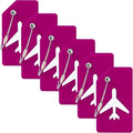 6 Pack Silicone Luggage Tag for Suitcases with Stainless Loop, Privacy Protection Travel Bag Tags Perfect to Quickly Spot Baggage Handbag (Cranberry)