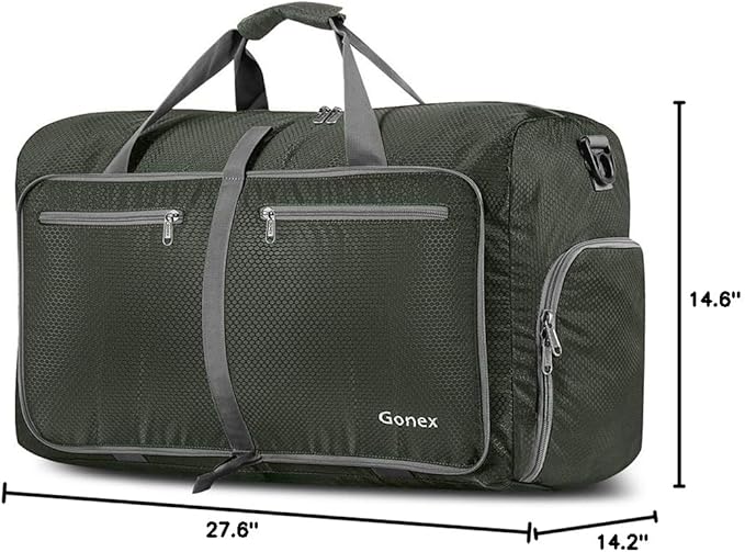 Gonex 40L 60L 80L 100L 150L Large Foldable Travel Duffle Bag with Shoes Compartment, Packable Lightweight Water Repellent Duffel Bag for Camping Gym Weekender Bag