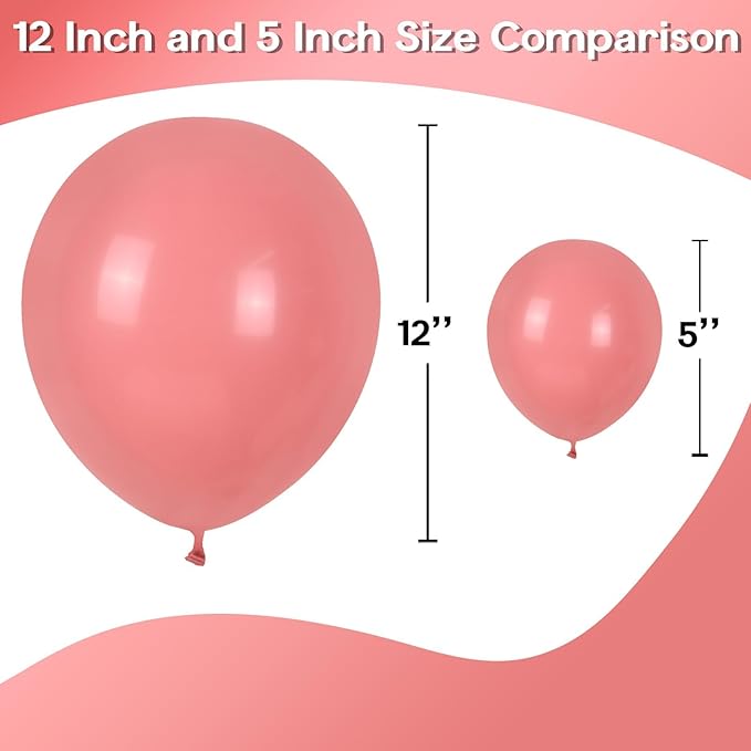 Dusty Pink Balloons 5 Inch, 60 Pcs Small Vintage Pink Balloon Boho Dusty Rose Latex Balloons 5'' Mini Matte Retro Blush Mauve Helium Balloons for Birthday Wedding Baby Shower Party Decorations