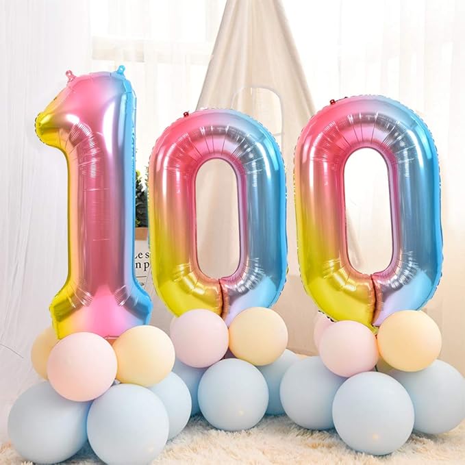 TONIFUL 40 Inch Rainbow Large Numbers Balloons 0-9, Number 2 Digital 2 Helium Balloons, Foil Mylar Big Number Balloons for Birthday Party Anniversary Supplies Decorations