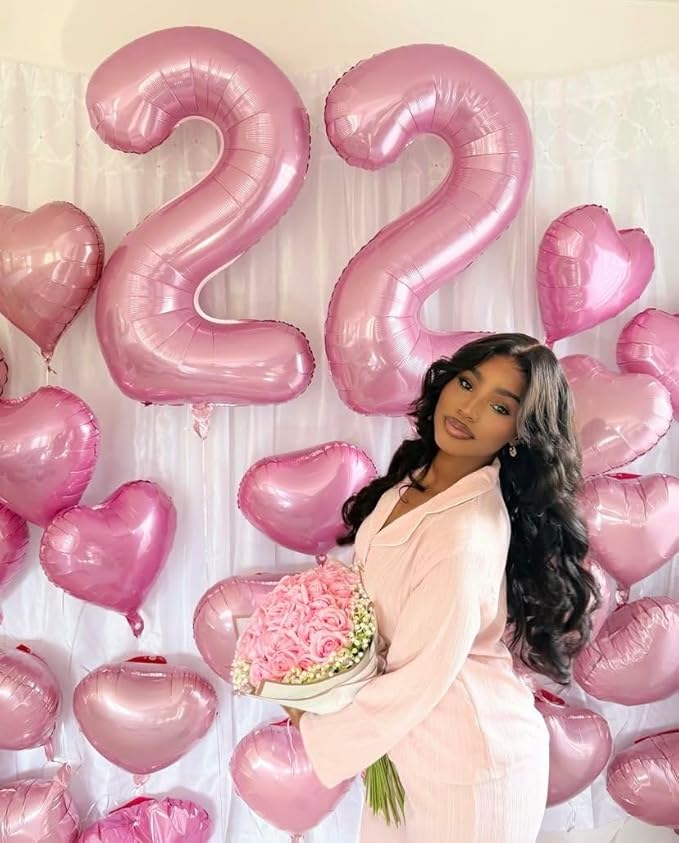 Pearl Pink Balloon Numbers 9, Large 40 Inch Happy 9 19 29 90 Birthday for Men And Women, Foil Balloons Decoratins for Wedding Anniversary, Single, New Year, Party Syupplies