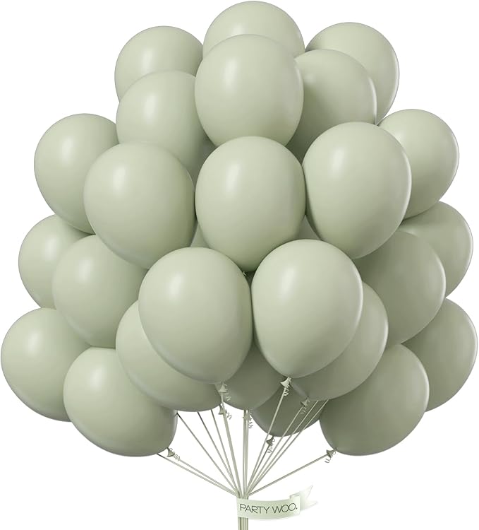 PartyWoo Sage Green Balloons 50pcs 12 Inch Boho Dusty Olive Green Latex Balloons for Birthday Baby Shower Graduation Engagement Wedding Dinosaur Jungle Golf Football Theme Party Decorations Green-F32
