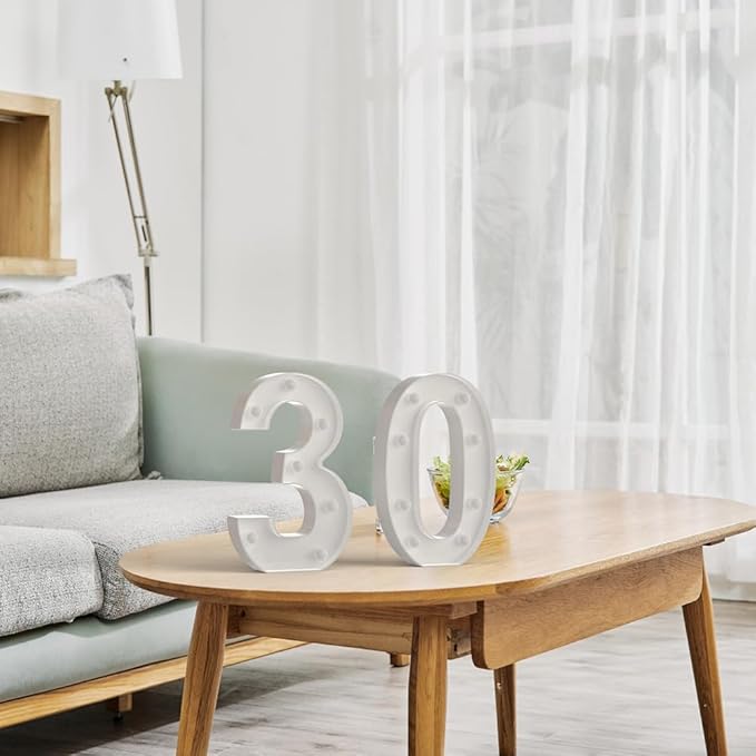 Marquee Light up Numbers 0-9, Battery Powered LED Light, White Plastic Sign for 3rd Birthday Decorations, Graduation Engagement Wedding Decor (Number 3)