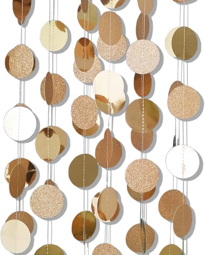 Shining Champagne Hanging Garland Streamer Glitter Bunting Banner Backdrop for Wedding Baby Shower Birthday Xmas Decor - 40 Feet