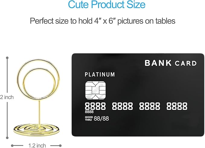 20pcs Mini Place Card Holders, Cute Table Number Holders, Small Size Table Card Holder Tables Number Stands, Wire Photo Picture Menu Clips for Wedding centerpieces, Anniversary Party (Gold)