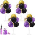 Halloween Decorations Balloon Stand with Purple Black and Gold Balloons Balloon Centerpieces for Birthday Bridal Shower Wedding Retirement Graduation New Years (Purple black gold set4)