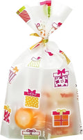 FERENLI 50 Pack Matte Cellophane Treat Bags with Twist Ties Plastic Goodie Bags for Gift Wrapping Birthday Party Favor Candy Cookie Food Storage Packaging (6.3x9.4 inch (16x24 cm))
