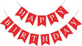 Hooqict Red Happy Birthday Banner Sign for Backdrop Red Birthday Party Decorations for Women Men Party Supplies Wall Door Banner Garland Bunting Flag