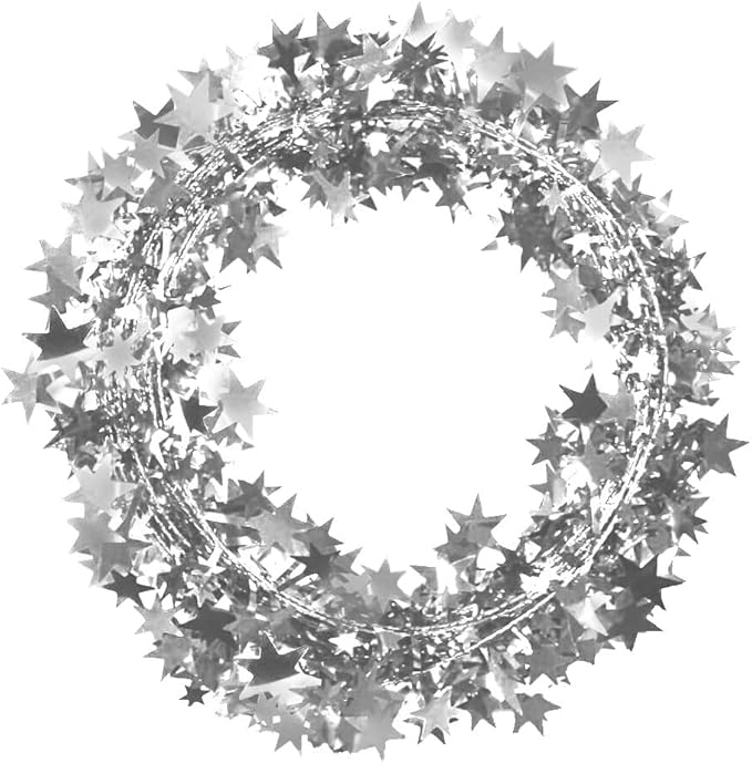 PMU 75 Ft Star Wire Shiny Garland Silver - Halloween, Christmas Party, Wedding, Birthday, Festive Home Decoration Ornament Silver (3pc-25Ft Each)