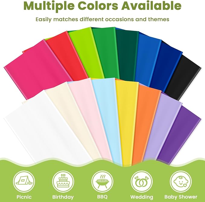 Mulbozy White Plastic Table Cloth Disposable 4 Pack, 54 × 108 Inch Tablecloths Rectangle, White Plastic Table Cover for Party Decor