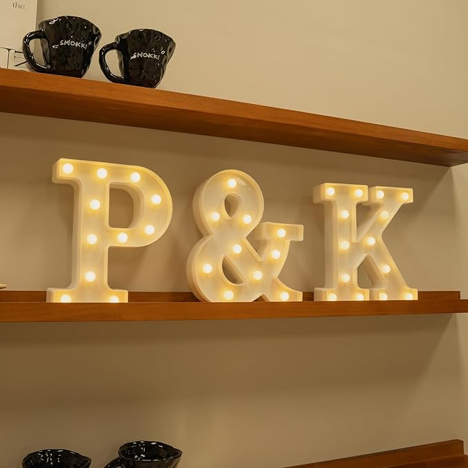 Foaky LED Letter Lights Sign Marquee Light Up Letters Sign for Night Light Wedding/Birthday Party Battery Powered Christmas Lamp Home Bar Decoration(K)