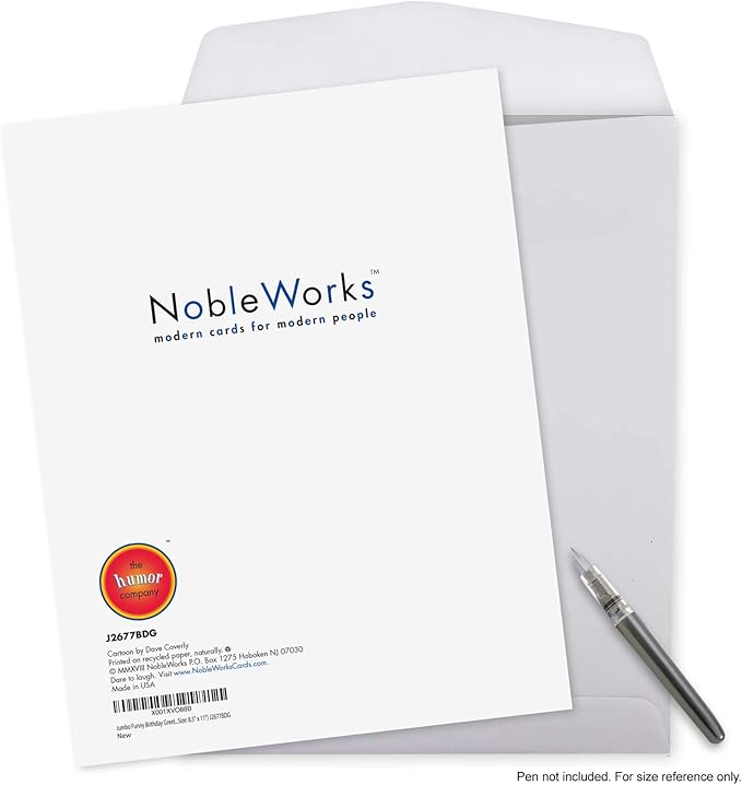 NobleWorks - 1 Big Funny Birthday Card Cartoon (8.5 x 11 Inch) - Jumbo Comic Humor, Group Greeting Card with Envelope - Almost a Raisin J2677BDG