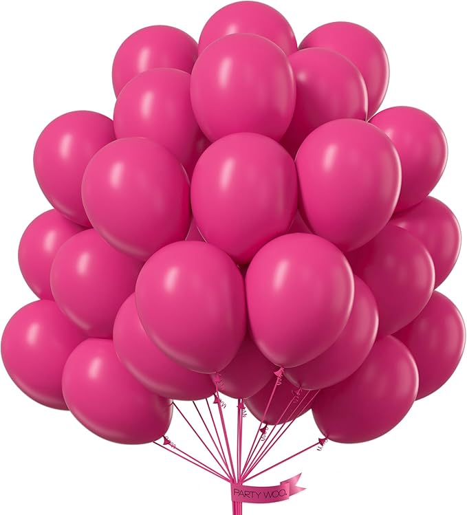 PartyWoo Hot Pink Balloons 50pcs 12 Inch Magenta Fuchsia Balloons for Baby Shower Gender Reveal Engagement Bachelorette Wedding Bridal Shower Anniversary Birthday Party Decorations Pink-Y12