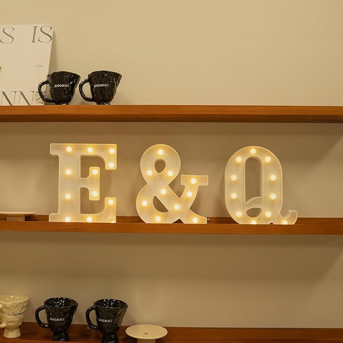 Foaky LED Letter Lights Sign Marquee Light Up Letters Sign for Night Light Wedding/Birthday Party Battery Powered Christmas Lamp Home Bar Decoration(E)