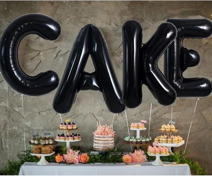 TONIFUL 40 Inch Large Black E Letter Balloon - Jumbo Helium Foil Mylar Big Alphabet for 2026 New Year Eve Graduation Wedding Baby Shower Birthday Party Anniversary Supplies Decorations