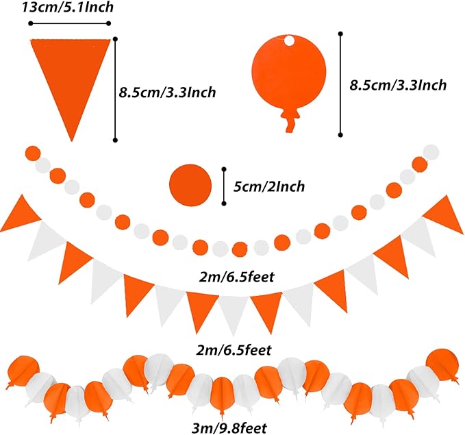 ZERODECO Party Decorations, 41 Pcs Orange Papar Fans Pompoms Garlands String Tissue Paper Tassel for Halloween New Years Spring Festival Wedding Birthday Party