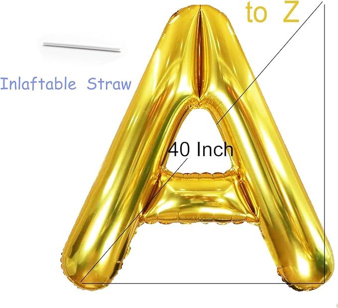 40 Inch Letter Foil Balloons Gold for Graduation, Birthday, Wedding Decorations Jumbo Photo Backdrops Big Alphabet H