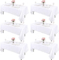 Kesfey 6 Packs White Table Cloths Rectangle 70 x120 inch Washable Polyester Fabric White Tablecloths for 6-8 Ft Tables Stain and Wrinkle Resistant Reusable Table Covers for Parties Wedding Banquet