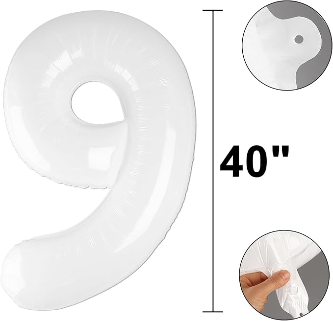 40 Inch White Number 19 Digital Balloon,Jumbo Mylar Foil Helium Balloon for 19 Balloons for Birthday Party,Wedding Anniversary Party Decorations