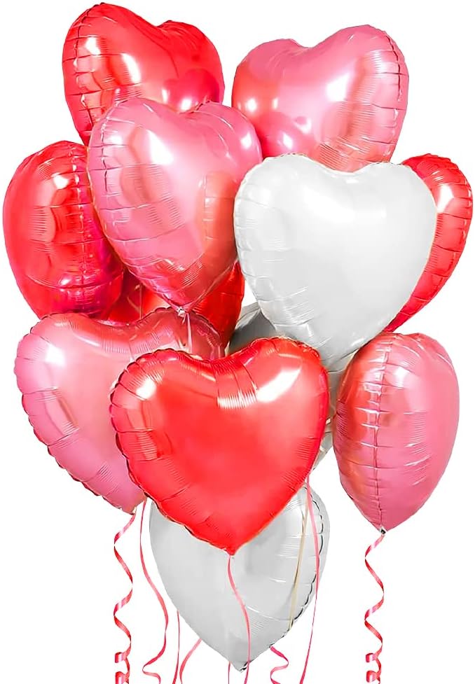 Heart Foil Balloons for Valentine's Day Decorations, 'I Love You' Balloons, Romantic Decorations for Special Night (18 inch)