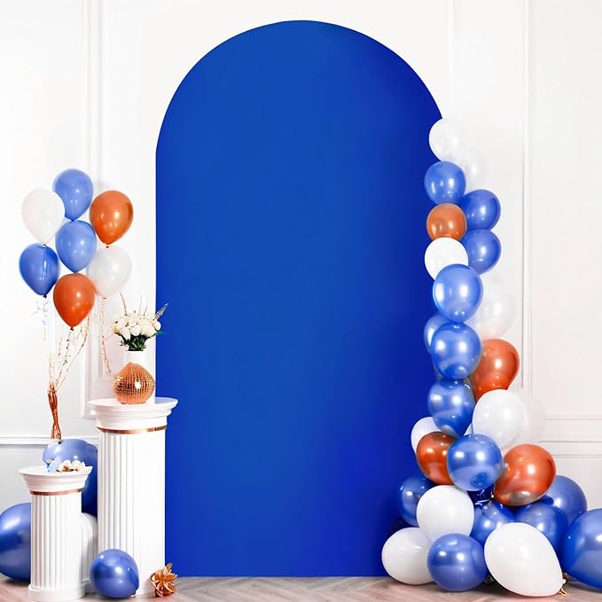 HEMMOTOP Blue Arch Cover 7.2 ft (No Arch Backdrop Stand), Spandex Wedding Balloon Stretchy Arch Backdrop for Photo, Round Top Stand Covers for Party Birthday Baby Shower Anniversary Decoration