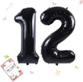 Smlpuame 40 inch Number Balloon 0-9 Black Large Number 12 Balloons,Digital Balloons for Birthday Party Celebration Decorations Supplies, Helium Foil Number Balloons for Wedding Anniversary