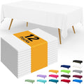 Smiry Disposable Table Cloth - 12 Pack, 54 x 108 Inch Waterproof Rectangle Tablecloths for Parties, Decorative Plastic Table Cover, Leakproof & Sturdy, White