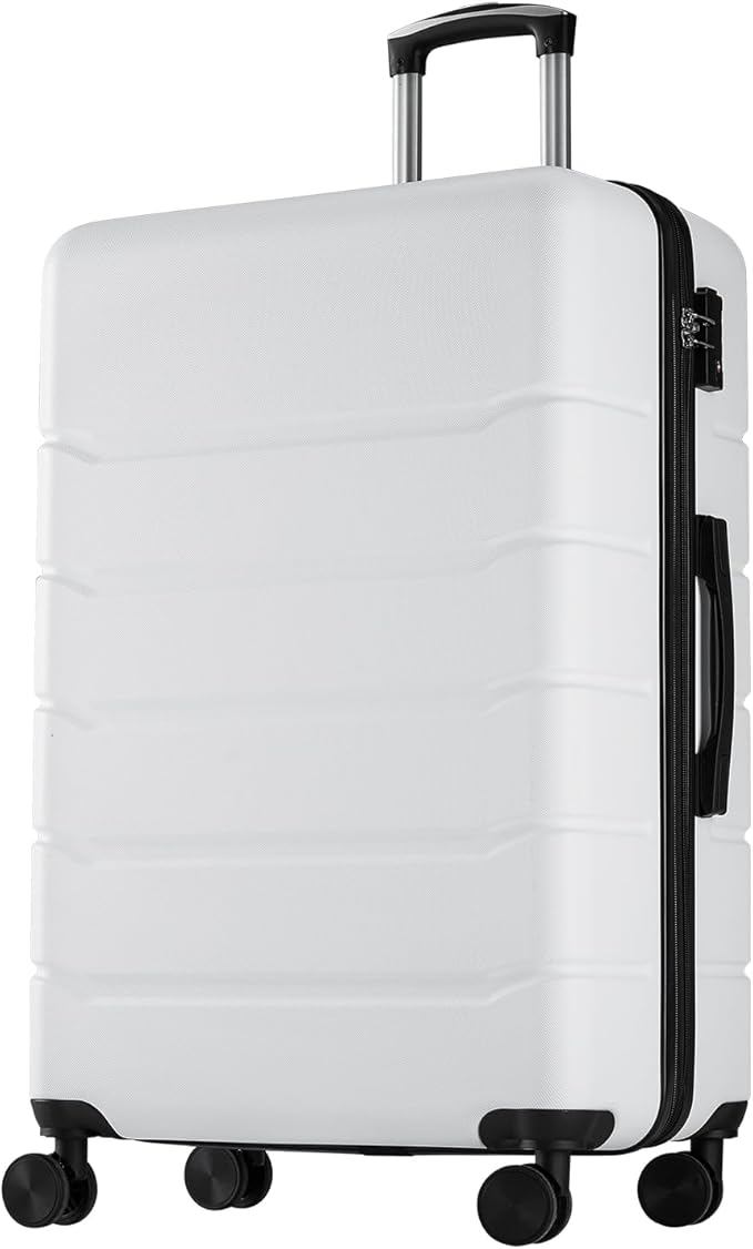NEWBULIG 24 Inch Carry on Luggage, Lightweight Expandable Rolling Suit Case with TSA Lock, Hard Shell ABS Suitcase with Double Spinner Wheels, White
