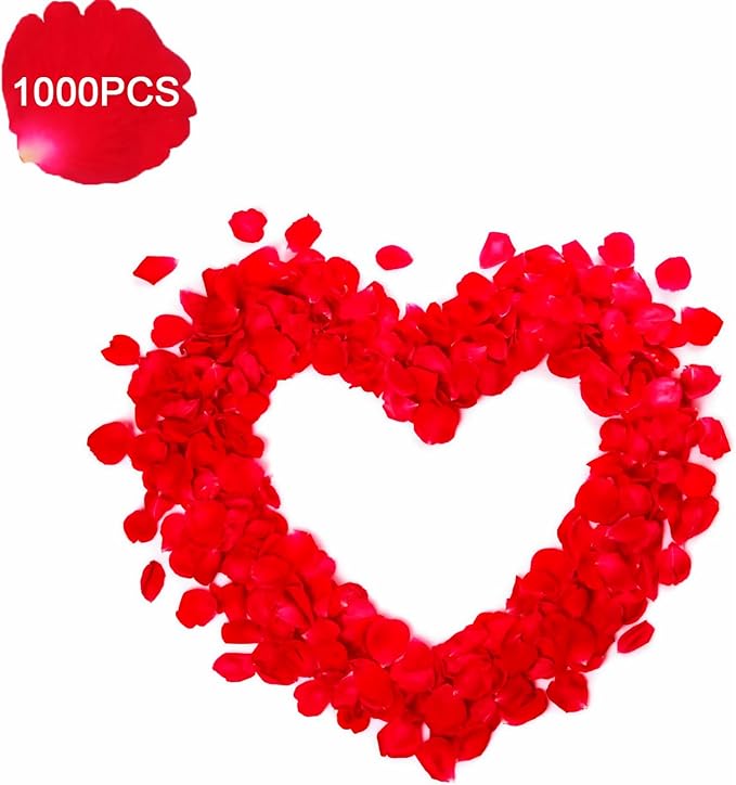 Rose Gold Anniversary Decorations Set - 1052pc Romantic Room Decor Kit with 1000 Rose Petals, HAPPY ANNIVERSARY & LOVE Foil Balloons - Perfect for Proposal, Wedding, Valentine's, Hotel Room Surprises