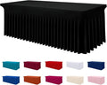 Smiry Spandex Tablecloth, Elastic Fitted Stretch Tablecloth for 4FT Rectangle Tables, Waterproof Washable Table Cover Skirt for Outdoor, Wedding, Banquet & Parties (Black, 48Lx30Wx30H Inch)