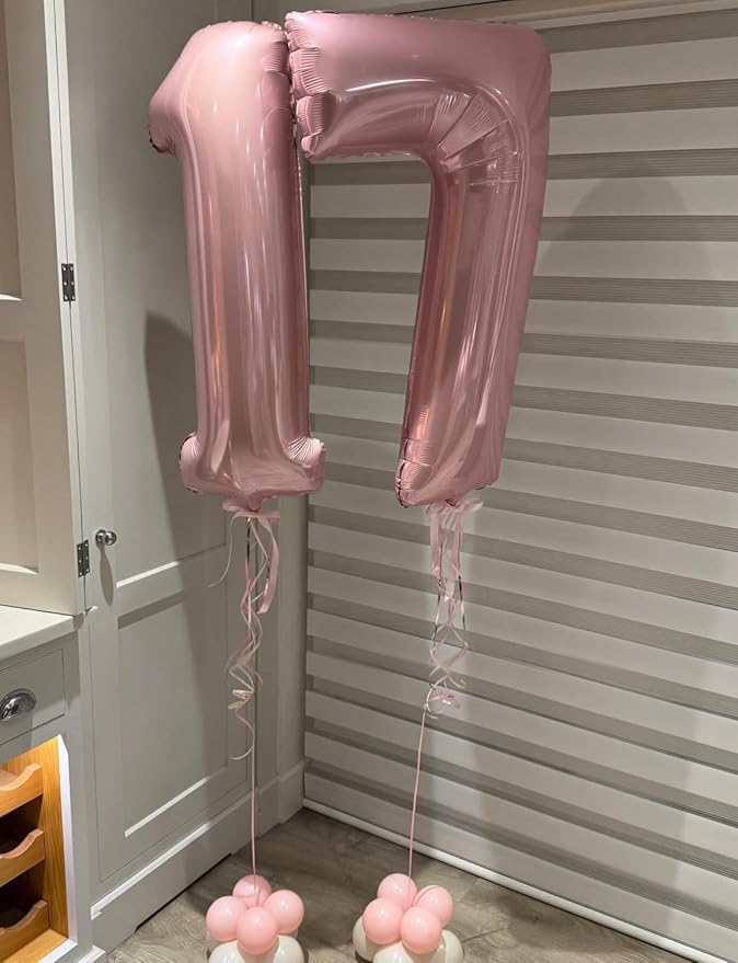 Pink Number 7 Balloons – 40 Inch Giant Foil Number Balloon, Light Pink Number Balloon for Girls Birthday, Baby Shower & Princess Theme Party Decorations