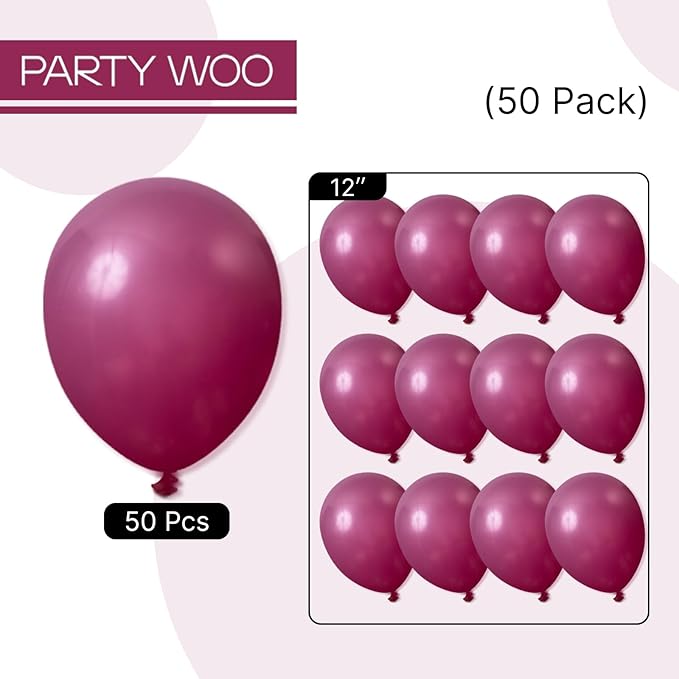 PartyWoo Dark Purple Balloons 50 pcs 12 Inch Dark Magenta Plum Latex Helium Balloons for Graduation Baby Shower Gender Reveal Wedding Butterfly Halloween Birthday Party Decorations Purple-F13