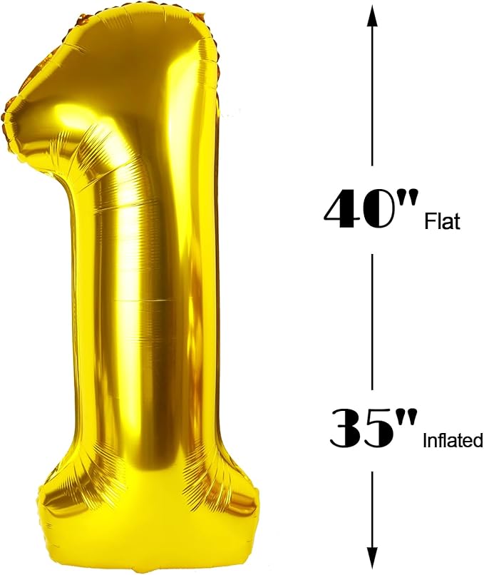 40 Inch Gold Large Number 14 41 Balloons, Giant Foil Number Four 14 41 Balloons, Gold Mylar Big Balloon for Anniversary Graduation Decorations