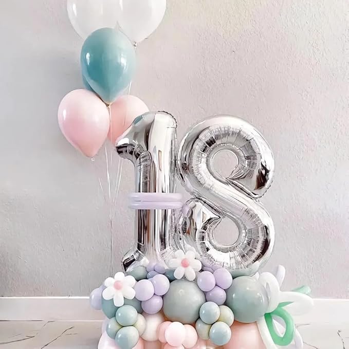 40 inch Silver Number Balloon Giant Foil Helium Balloons Silver Number 9 Balloon for 9th Birthday Party Anniversary Decorations Supplies