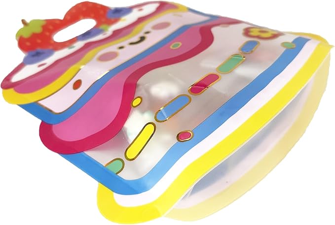 PABCK 20 Pack Clear Plastic Gift Bags Cartoon Goodie Bags 10.2x11 inch Candy Snack Cookie Packaging Bag with Handle Resealable Treats Birthday Party Favor Reusable Stand Up (10 Pink + 10 Orange)