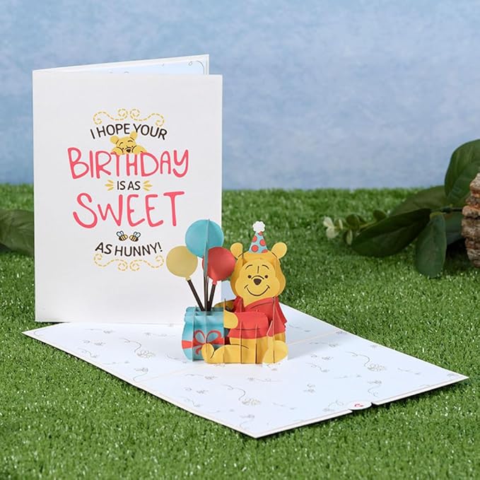 Lovepop Happy Birthday Pop-Up Card for Her and Him- 3D Disney Birthday Greeting Cards for Boys, Girls, Men, Women - Sweet as Hunny - 5" x 7" Pooh Bear Card - Blank Note Card & Envelope Included