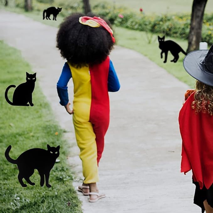Anditoy 6 Pack Halloween Black Cat Yard Signs with Stakes Scary Silhouette Halloween Decorations for Outdoor Yard Lawn Garden Halloween Decor
