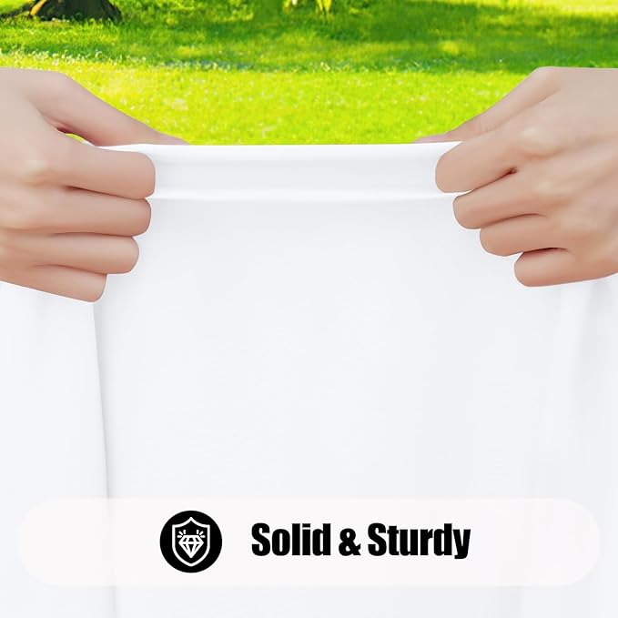 Smiry 2 Pack Rectangle Picnic Table Cloth, Waterproof Elastic Fitted Tablecloths, Washable Polyester Rectangular Patio Table Cover for Camping, Indoor and Outdoor (White, 30"x96")