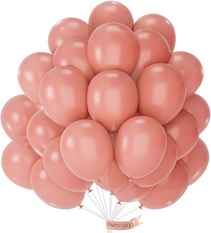 PartyWoo Dusty Pink Balloons 50 pcs 12 Inch Blush Pink Dusty Rose Latex Helium Balloons for Baby Shower Bridal Shower Gender Reveal Boho Theme Princess Birthday Party Decorations Pink-F01