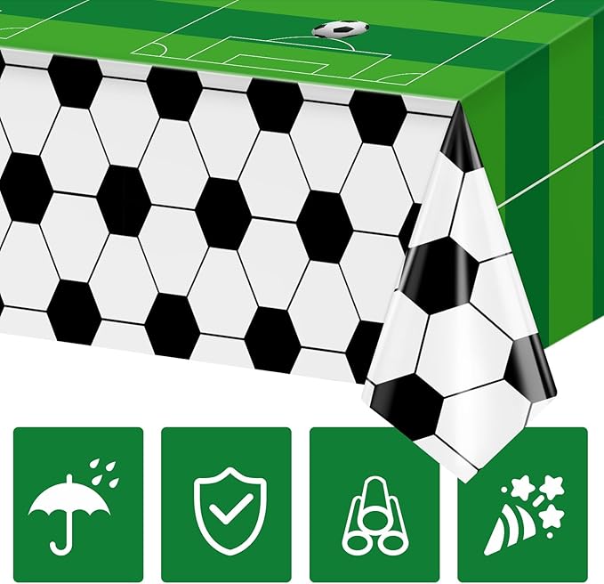 Hxezoc Disposable Soccer Plastic Tablecloth, 54 x 108 Inches Soccer Waterproof Table Cover for Sports Birthday Party Baby Shower Decorations Outdoor Indoor Party Supplies