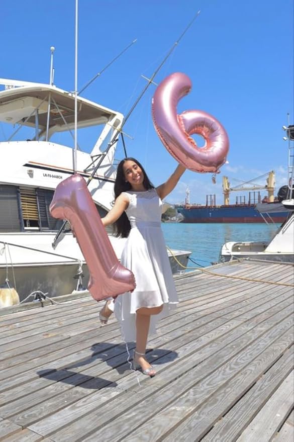 40 Inch Number 7 Balloon, Pearl Pink Seven Birthday Decor, 7 17 27 70 Year Old Balloon Number for Engagement, Wedding, Graduations