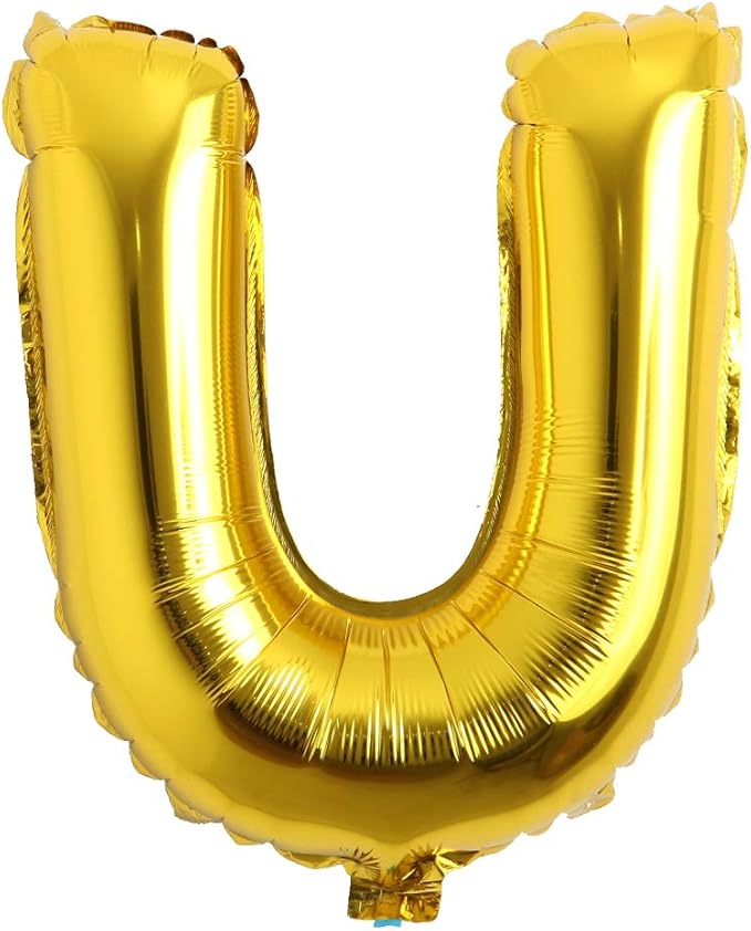 40 inch Letter Balloons Gold Alphabet Number Balloons Foil Mylar Party Wedding Bachelorette Birthday Bridal Shower Graduation Anniversary Celebration Decoration can fly with helium (40 INCH Gold U)