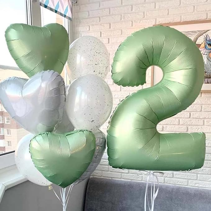 40 Inch Green Number 1 Balloon Olive Green Foil Balloons Sage Green 1 Balloons Mylar Helium Balloon for Birthday Party Decorations Girls Boys Baby Shower Wedding Anniversary Decoration (Number 1)