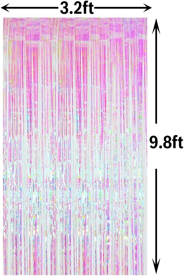 GOER 3.2 ft x 9.8 ft Metallic Tinsel Foil Fringe Curtains Party Photo Backdrop Party Streamers for Birthday,Graduation,New Year Eve Decorations Wedding Decor (1 Pack,Multicolor)